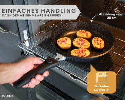 DIVORY Pfannenset Induktion Antihaft 3-teilig m. abnehmbarem Griff