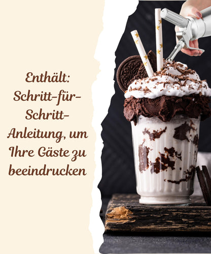 Runesol Sahnespender 500 ml aus Aluminium mit 3 Edelstahl-Düsen
