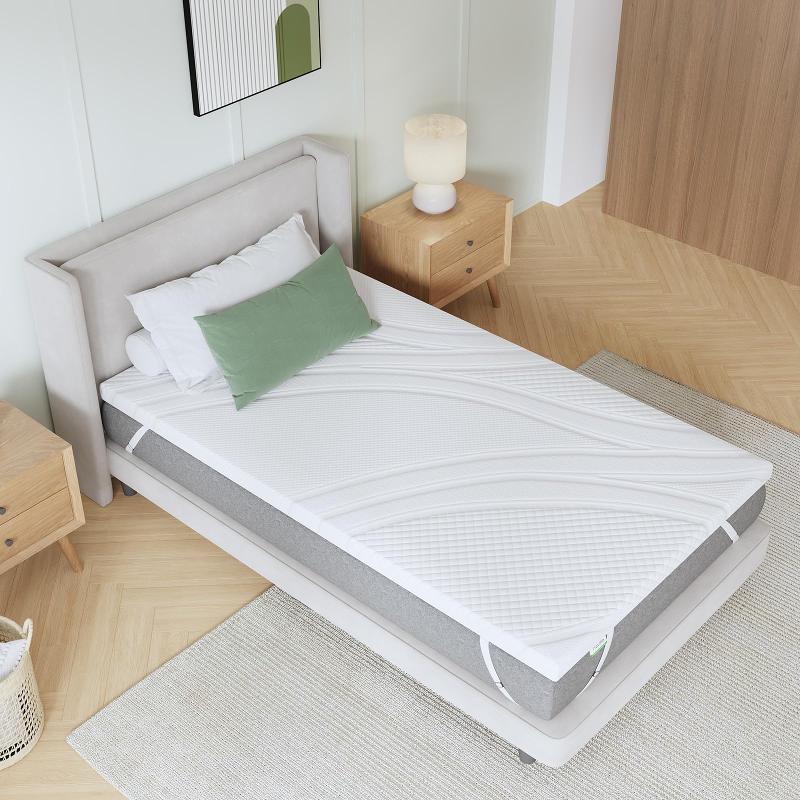 Novilla Matratzentopper 90x200 cm Gel Memory Foam 5 cm Höhe, Matratzenauflage mit waschbarem Bezug