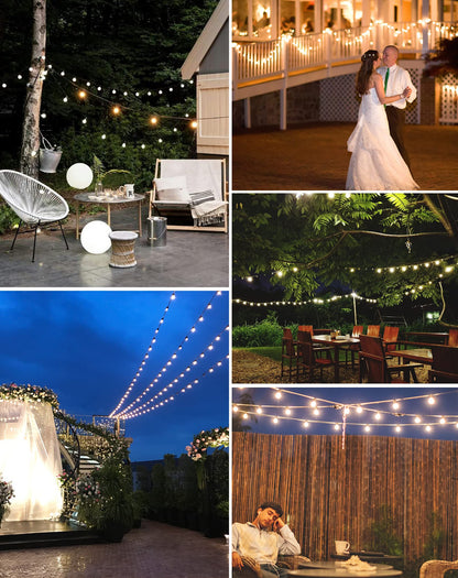 Zuske 30M Lichterkette Außen, LED Lichterkette Aussen strom mit 50+2 Warmweiße G40 Bruchsicher Glühbirnen, IP65 Wasserdicht Outdoor Lichterketten für Garten Terrasse Hochzeiten Partys Bistro Balkon
