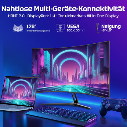Amzfast AMZG27C1 Pro Curved Gaming Monitor - 27" FHD 240Hz
