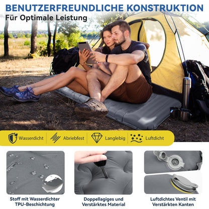 HIKENTURE Camping Isomatte aufblasbar 13 cm mit Kissen und Fusspumpe