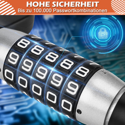 Tevlaphee Lenkradkralle Zahlenschloss Diebstahlschutz - Schwarz