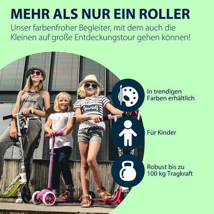 HUDORA BigWheel 125 Aluminium-Scooter für Kinder - blau/grün