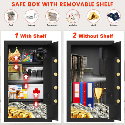 Feuerfester Digital Tresor 85L – Elektronischer Möbeltresor Safe