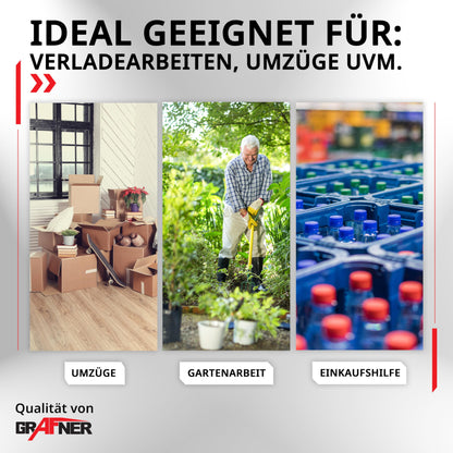 Grafner Sackkarre klappbar ausziehbar – 200kg Luftbereifung