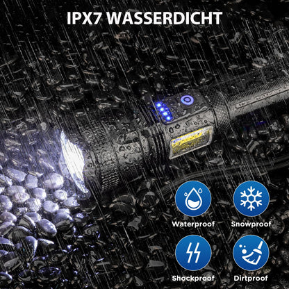 ZEUSFIRE LED Taschenlampe aufladbar, 2 Stück, 100.000 Lumen, IPX7