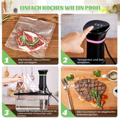 ProCook Sous Vide Stick - 1000W LCD Touch, Timer, bis 20L