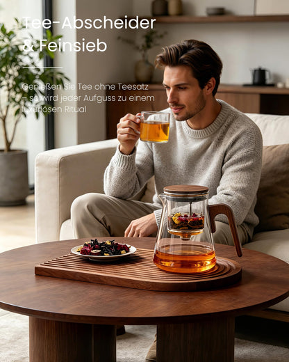ZENS Magic Teekanne aus Glas mit Sieb und Magnetdeckel, 800 ml