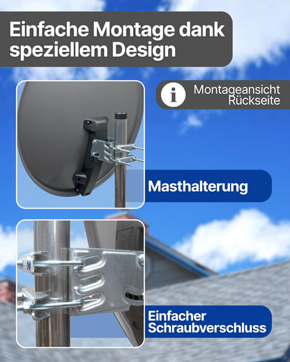 SCHWAIGER Satellitenschüssel Komplettset 80 cm mit Quad LNB