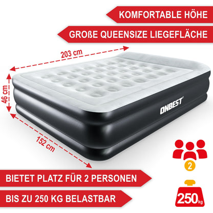 Onbest Luftbett selbstaufblasend für 2 Personen mit Pumpe schwarz