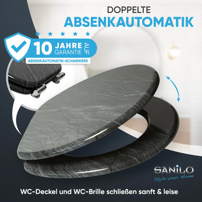 Sanilo WC-Sitz mit Absenkautomatik aus Holz, Granit