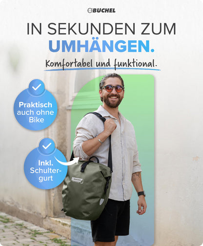 Büchel Fahrradtasche für Gepäckträger, 2er Set, wasserdicht, 25.4 L