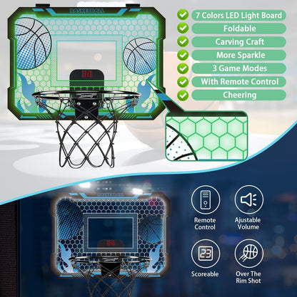 VROGTIK Indoor Basketballkorb für Kinder mit LED und Anzeigetafel