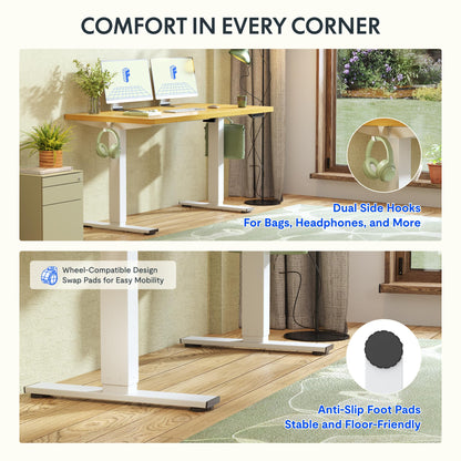 FLEXISPOT Höhenverstellbarer Schreibtisch 160x80cm - Einteilig Ahorn/Weiss