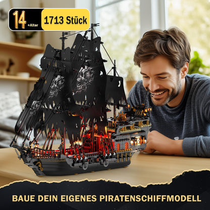 JMBricklayer Piratenschiff Klemmbausteine 40002 mit LED, 1713 Teile