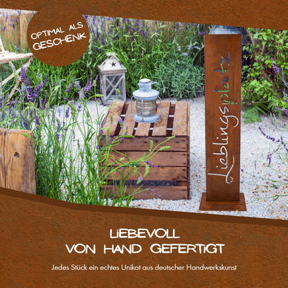 Rostikal Metallschild Lieblingsplatz aus Cortenstahl, 71 cm