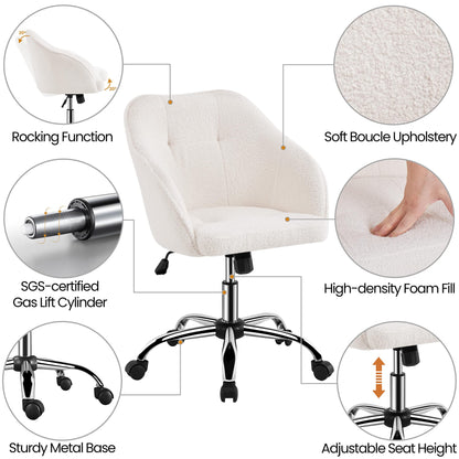 Yaheetech Homeoffice Schminkstuhl Drehstuhl Samt – Elfenbein