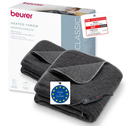 Beurer HD 65 Heizdecke, 3 Temperaturstufen, Abschaltautomatik, grau
