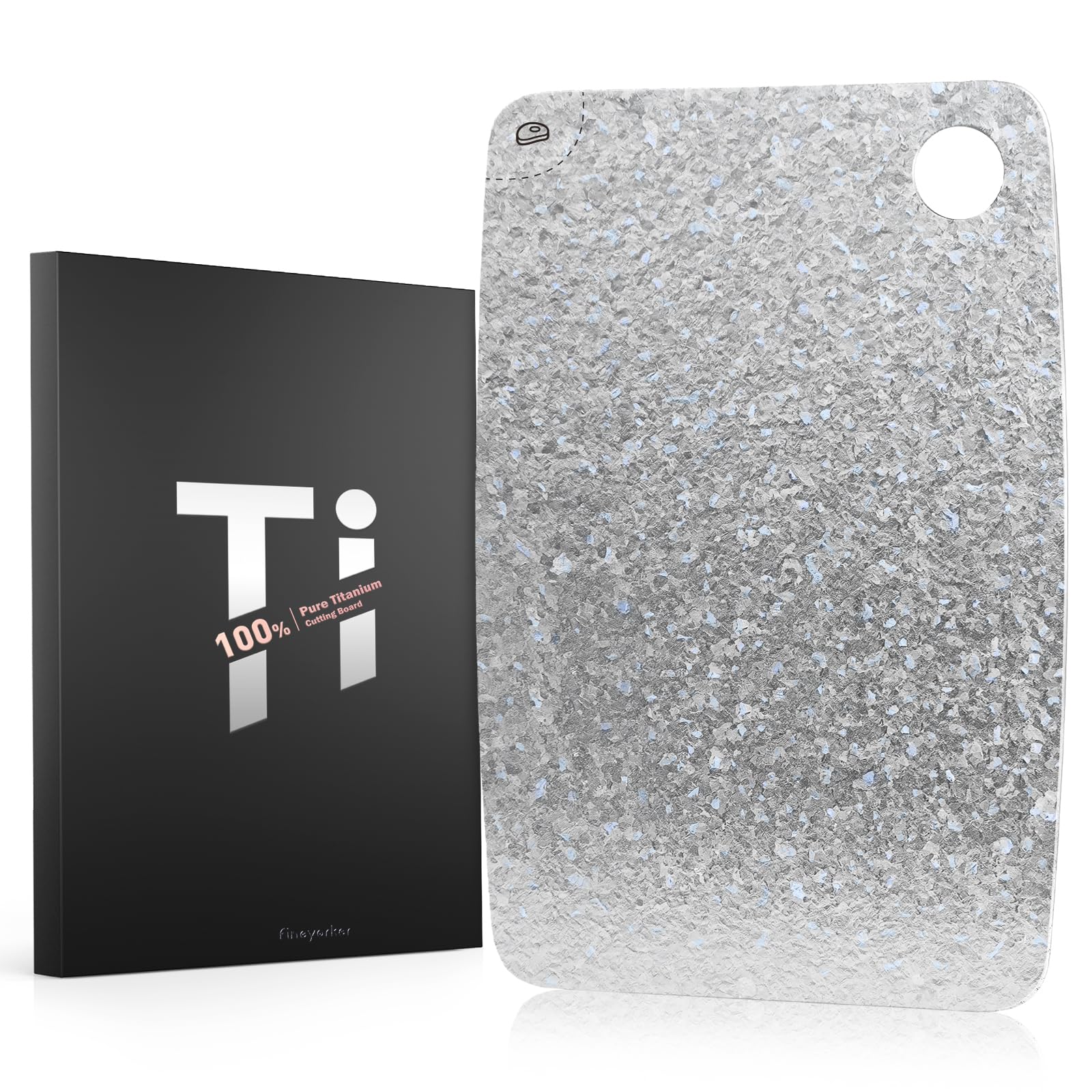 Titan Schneidebrett 100% Titanium Antibakteriell – 28x40 cm. Rechteckig, metallisch-silbern. Zur hygienischen Zubereitung von Lebensmitteln.