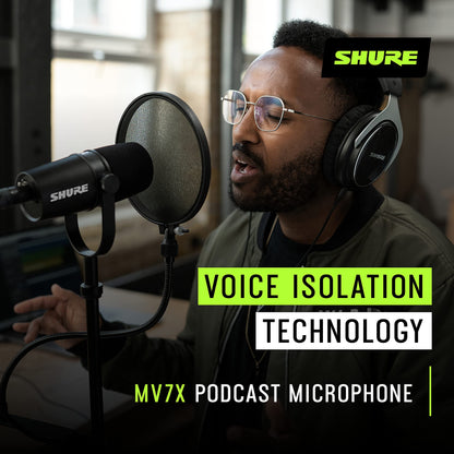 Shure MV7X dynamisches XLR Mikrofon für Podcasting – schwarz