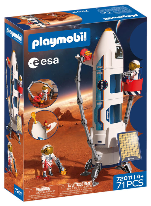 PLAYMOBIL Space ESA Mars-Forschungsrakete 72011 mit Startrampe, Greifarm und zwei Astronautenfiguren