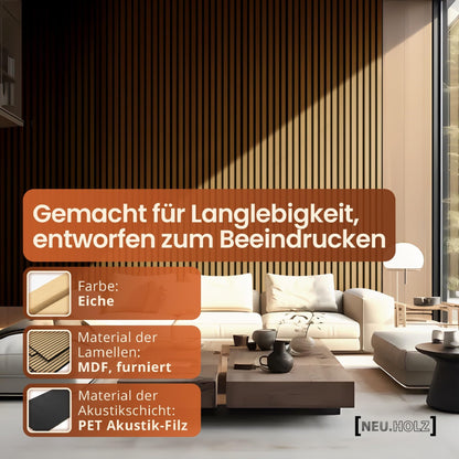 NEU.HOLZ Akustikpaneele Holz Schalldämmung - Eiche hell