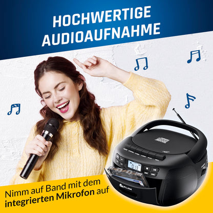 KLIM CD Kassette Radio Player - Bluetooth USB Etui