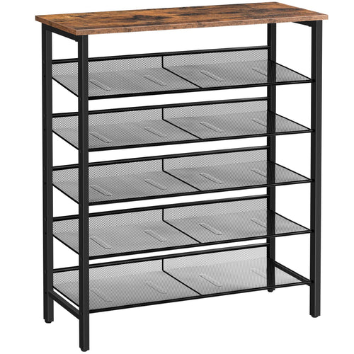HOOBRO Schuhregal 6-lagig neigbar EBF16XJ01 - vintagebraun-schwarz. Mit sechs neigbaren Ablagen in Vintagebraun-Schwarz für effiziente Schuhaufbewahrung.