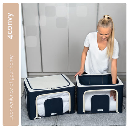 4CONVY Aufbewahrungsbox mit Stahlrahmen, faltbar, 3er-Set, je 66 L