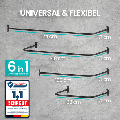 Duschvorhangstange Winkel L/U Form rostfrei ohne Deckenhalterung