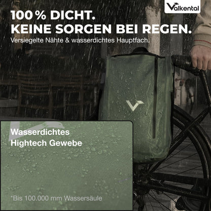 Valkental UrbanX 2in1 Fahrradtasche & Rucksack, wasserdicht, 28 l