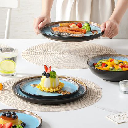 vancasso AMBER Geschirrset 24-teilig, Steingut, 6 Personen, Seeblau