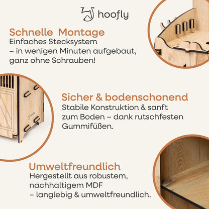 Hoofly® Hobby Horse Stall für 2 Pferde – Holz Pferdestall Stecksystem