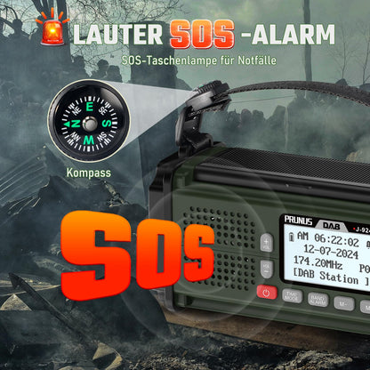 PRUNUS J-924 Kurbelradio DAB+/UKW Notfallradio mit Bluetooth