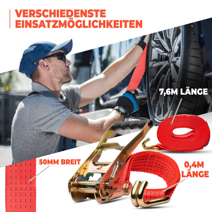 NTG Spanngurt-Set mit Ratsche, 8 m, 10-teilig, LC 5000 daN, TÜV/GS