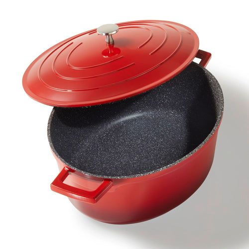 STONELINE Cocotte Bräter Aluguss Beschichtet 32cm 6,6L Induktion Rot