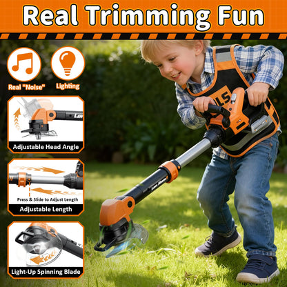 KidBloom 2-in-1 Kinder Rasenmäher & Laubbläser mit Sound und Kostüm