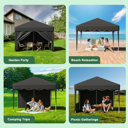 JUMMICO Faltpavillon 3x3m Wasserdicht UV50+ Grau mit 4 Seitenwänden
