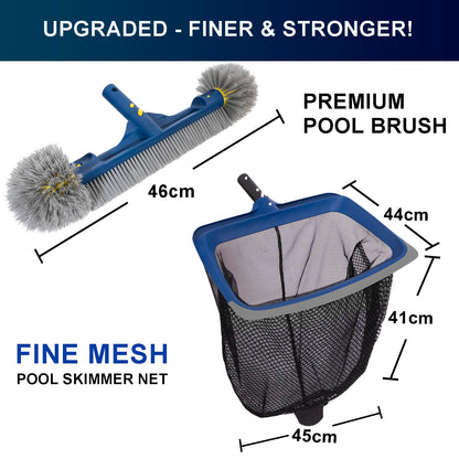 POOLAZA Pool Reinigungsset mit Kescher und 46 cm Poolbürste