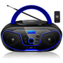 ecosa Tragbarer CD-Player Boombox mit UKW-Radio und USB, dunkelblau, mit Tragegriff und Teleskopantenne