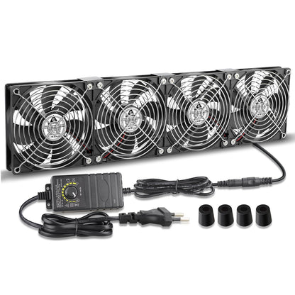 GDSTIME Doppellüfter 240mm 230V Gehäuselüfter - Regelbar Kugellager. Schwarzer Doppellüfter für Gehäusekühlung.