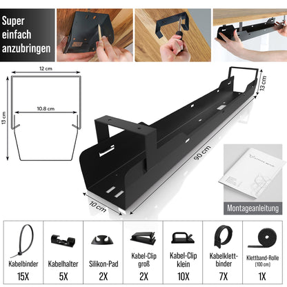 Ultimate Setup Schreibtisch Kabelwanne Kabelmanagement - Schwarz