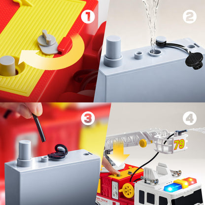 JOYIN Feuerwehrauto-Spielzeug mit 83 cm Leiter, Licht und Sound