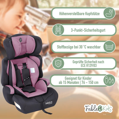 FableKids 9-36kg 76-150cm ECE R129/03 Kinderautositz - Pink
