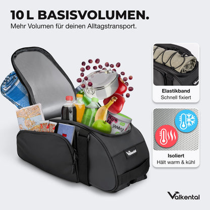 Valkental 3in1 Fahrradtasche für Gepäckträger mit Kühlfunktion, 10 L