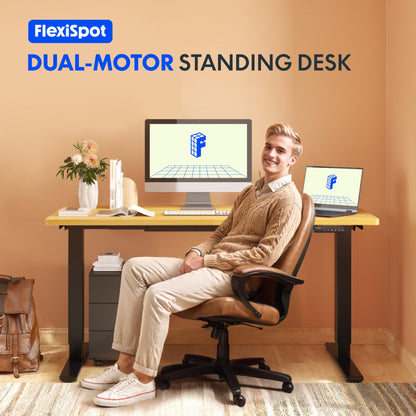 FLEXISPOT Stehschreibtisch 160x80cm Ahorn Schwarz