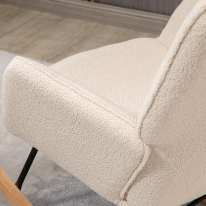 HOMCOM Schaukelstuhl Berbervlies mit Holzkufen - Beige
