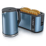 Arendo Wasserkocher und Toaster Set Edelstahl Blau zum Erhitzen von Wasser und Rösten von Brotscheiben.