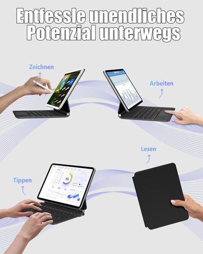 Nuflaz X7 Tastaturhülle - iPad Air 11" QWERTZ Schwarz Grau